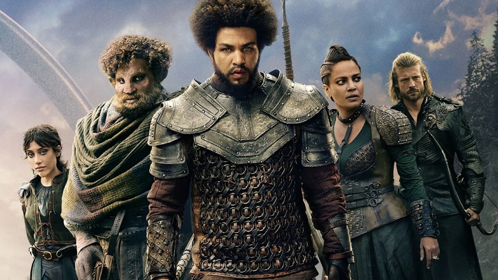 The Wheel of Time Season 3 key art featuring Perrin, Faile, and the Two Rivers storyline's other key characters
